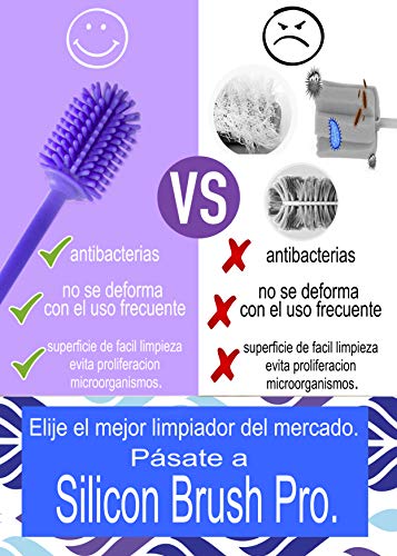 INSTAconfidence 2021 Limpia Botellas de Silicona XXL (Violeta) Sin BPA Antibacterias Cepillo Limpia Biberones Limpieza Hogar Jarron Cachimba Camping