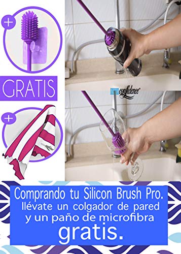 INSTAconfidence 2021 Limpia Botellas de Silicona XXL (Violeta) Sin BPA Antibacterias Cepillo Limpia Biberones Limpieza Hogar Jarron Cachimba Camping