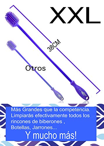 INSTAconfidence 2021 Limpia Botellas de Silicona XXL (Violeta) Sin BPA Antibacterias Cepillo Limpia Biberones Limpieza Hogar Jarron Cachimba Camping