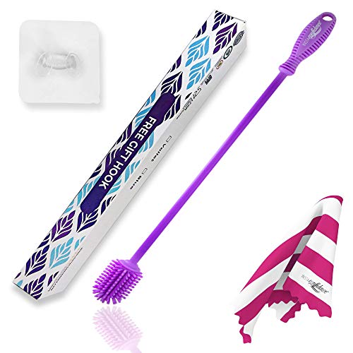 INSTAconfidence 2021 Limpia Botellas de Silicona XXL (Violeta) Sin BPA Antibacterias Cepillo Limpia Biberones Limpieza Hogar Jarron Cachimba Camping