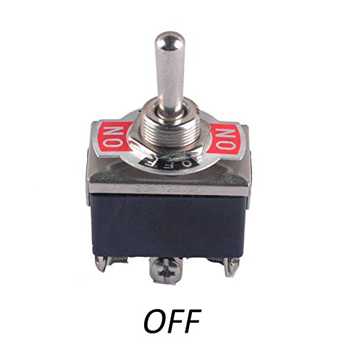 Interruptor Conmutador de Palanca ON-OFF-ON 3 Posiciones 6 Pin DPDT 15A 250VAC / 20A 125VAC con Tapa de Arranque Impermeable Poweka (2 Juegos)