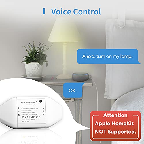 Interruptor Universal Inteligente con Wi-Fi, con Control Remoto Meross App. Compatible con Alexa, Google Assistant y SmartThings. Modelo MSS710, Paquete de 4.
