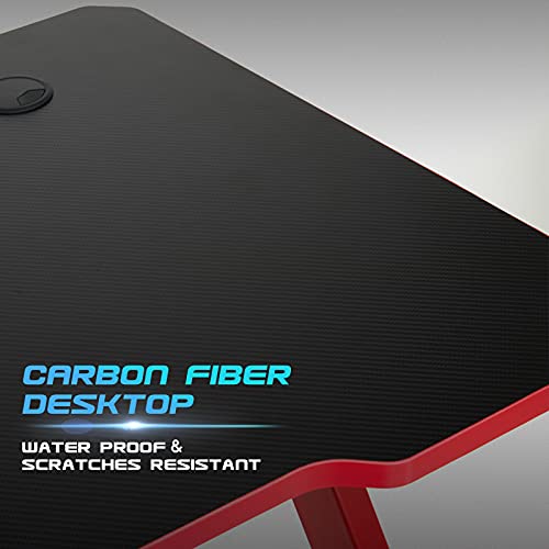 IntimaTe WM Heart Mesa Gaming 110 cm, Escritorio Ergonómico para Ordenador, Escritorio de Fibra de Carbono, Escritorio de Oficina en Casa (Negro y Rojo)