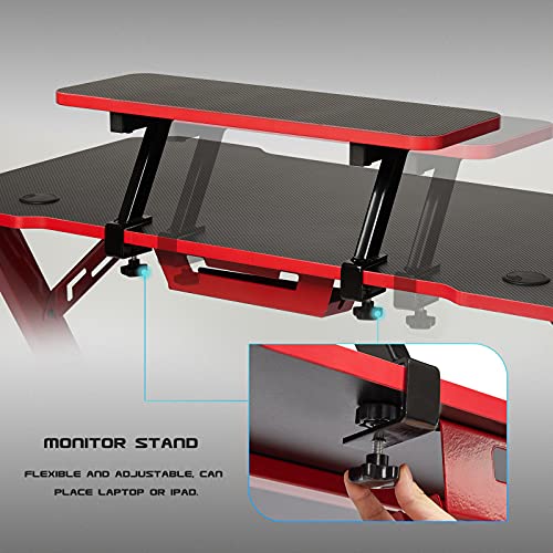 IntimaTe WM Heart Mesa Gaming 110 cm, Escritorio Ergonómico para Ordenador, Escritorio de Fibra de Carbono, Escritorio de Oficina en Casa (Negro y Rojo)