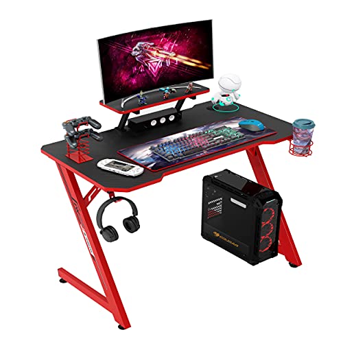 IntimaTe WM Heart Mesa Gaming 110 cm, Escritorio Ergonómico para Ordenador, Escritorio de Fibra de Carbono, Escritorio de Oficina en Casa (Negro y Rojo)