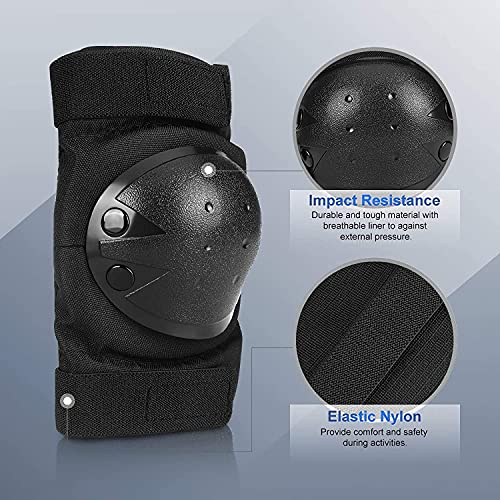 IPSXP Protecciones Patines, Almohadillas para Rodillas Codo Muñeca Niños Adolescente Seguridad en la Protecciones para Monopatín, Skate, Patines, Patinaje, Scooter, Bicicleta (Negro, XL)