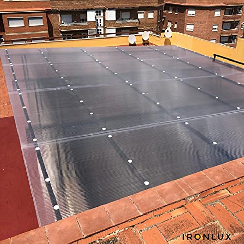 IRONLUX Policarbonato Placa | Panel Policarbonato Celular Transparente Compacto, 6 mm, 1195 x 595 mm