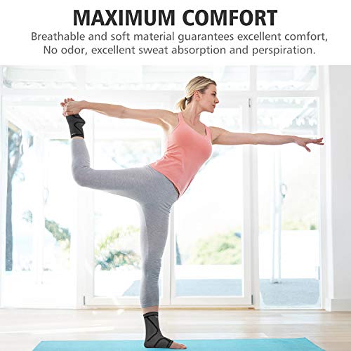 isermeo Tobillera Flexible Profesional - Mujeres Hombres Super Cómoda Compresión Protección de Tobillos Soportes de Tobillos (Gris & Negro, L)