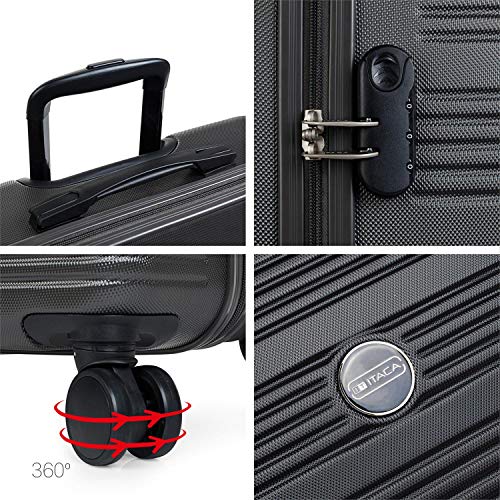 ITACA - Maleta de Viaje Grande rígida 4 Ruedas Trolley 78 cm de abs. Gran Capacidad. Dura y Ligera. candado Integrado. Estudiante y Profesional. Estilo y Marca. t72170, Color Antracita
