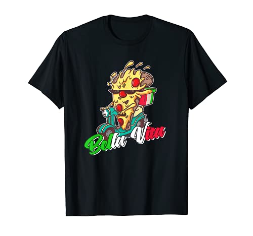 Italia La Bella Vita Pizza Piece on Scooter for Pizzaiolo Camiseta