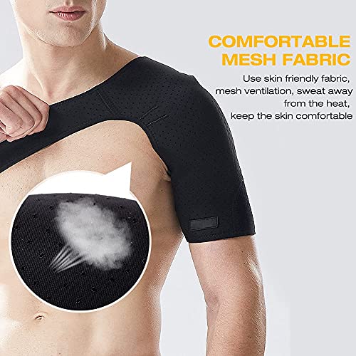 IWILCS Soporte de hombro derecho, soporte de puño rotador ajustable, apoyo de compresión para el hombro, soporte de hombro para mujeres y hombres para prevención de lesiones/tendinitis/artritis