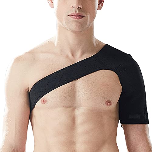IWILCS Soporte de hombro derecho, soporte de puño rotador ajustable, apoyo de compresión para el hombro, soporte de hombro para mujeres y hombres para prevención de lesiones/tendinitis/artritis