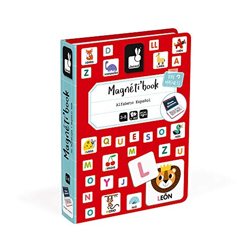 Janod - Magneti'Book Alfabeto juguete educativo, Version en Español, Rojo (J02714)