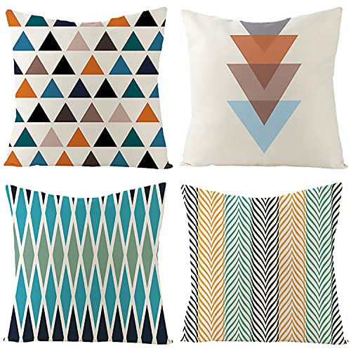 JanPraci Fundas de Cojines de Lino 45 * 45cm Juego de 4 Fundas de Cojines Decorativos para Sofá Sala de Estar Cama Hogar Oficina Coche (C)