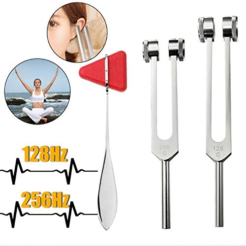 JAP768 128Hz 256Hz Médico Neurológico de sintonización Tenedor Set con Triángulo percusión del Martillo por sonidoterapia Terapia de aleación de Aluminio