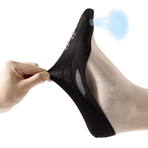 JARSEEN 4Pares Calcetines Invisibles Mujer Malla de Aliento Cortos Nylon Algodón Calcetines Con Silicona Antideslizante (4Negro, EU 35-38.5)