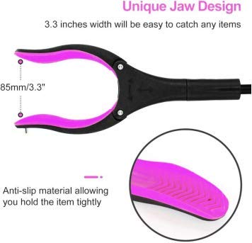 JELLAS Pinza Larga, 81cm Alcance Objetos Mango Ligero de Aluminio y Puntas Magnéticas, Cabezal Plegable Giratorio de 90 ° para Recoger Basura, para Personas Mayores o con Diversidad Funcional