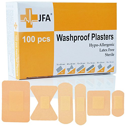 JFA Medical - Surtido de tiritas (6 tamaños, 100 unidades por caja)