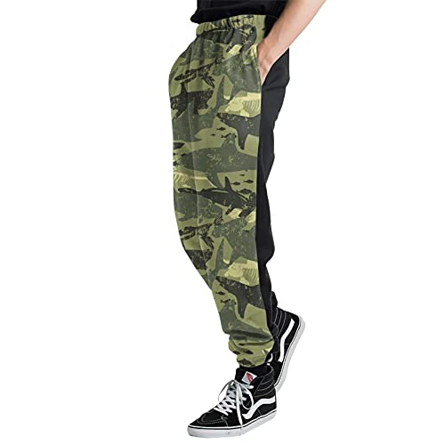 JGHYUTNS Activos del Basculador pantalón de Lana Gimnasio Pantalones Pantalones Retro Tiburón Camo de los Hombres con Bolsillos