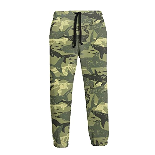 JGHYUTNS Activos del Basculador pantalón de Lana Gimnasio Pantalones Pantalones Retro Tiburón Camo de los Hombres con Bolsillos