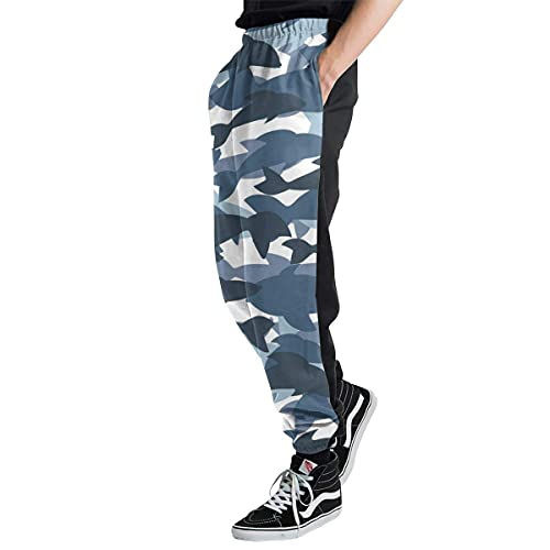 JGHYUTNS Azul Negro Shark Camo Men 's Pantalones con Estilo del Basculador del paño Grueso pantalón de Entrenamiento Pantalón con Bolsillos