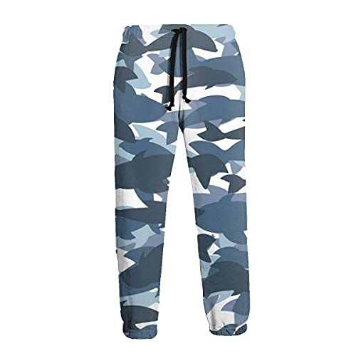 JGHYUTNS Azul Negro Shark Camo Men 's Pantalones con Estilo del Basculador del paño Grueso pantalón de Entrenamiento Pantalón con Bolsillos