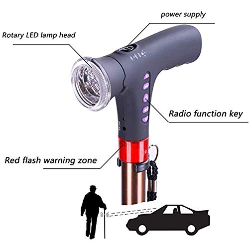 JHDPH3 Bastones con el botón de Alarma de Aluminio llevó la luz Andadores bastón Paraguas Regalo for los Ancianos, 83cm, B Práctica