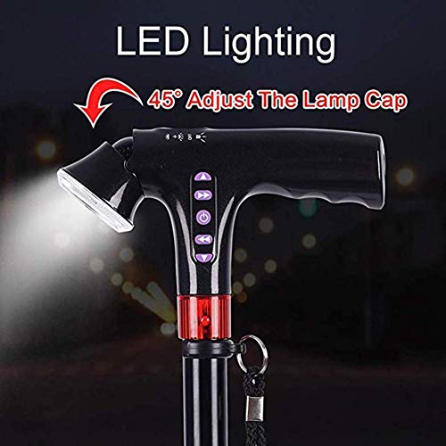 JHDPH3 Bastones con el botón de Alarma de Aluminio llevó la luz Andadores bastón Paraguas Regalo for los Ancianos, 83cm, B Práctica