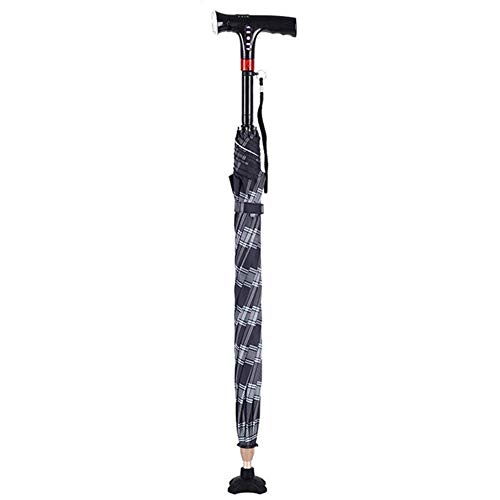 JHDPH3 Bastones con el botón de Alarma de Aluminio llevó la luz Andadores bastón Paraguas Regalo for los Ancianos, 83cm, B Práctica