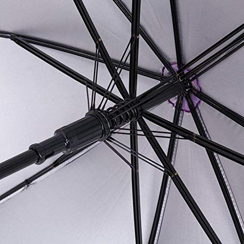 JHDPH3 Muleta de Aluminio Paraguas bastón de Doble Uso Bastón 16 Huesos 23 Pulgadas Protector Solar Viento Y Antideslizante, Cinta Azul de Plata de 86 cm automático Viajes Alpinismo