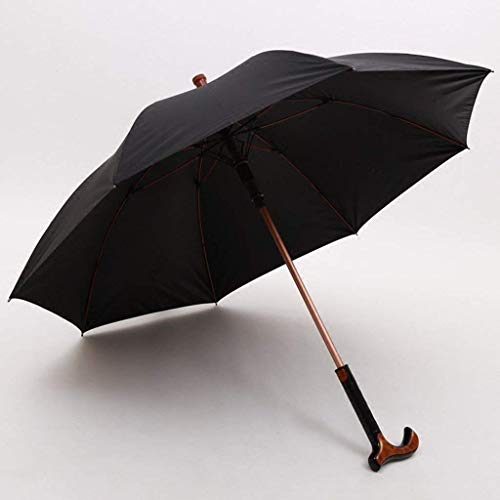 JHDPH3 Paraguas Bastones Bastones de aleación de aluminio de la fibra llena esqueleto muletas protector solar fuerte a prueba de viento fuerte luz de espesor Negro de plástico de 85 cm paraguas automá
