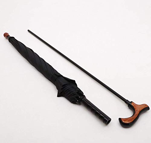 JHDPH3 Paraguas Bastones Bastones de aleación de aluminio de la fibra llena esqueleto muletas protector solar fuerte a prueba de viento fuerte luz de espesor Negro de plástico de 85 cm paraguas automá