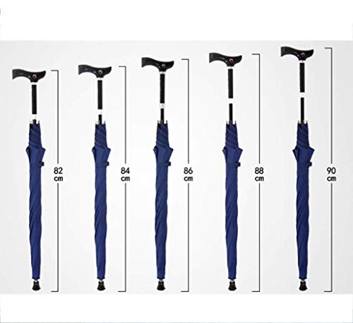 JHDPH3 Paraguas muletas telescópicas Bastones Bastones de Aluminio de Fibra de Vidrio de Doble 8 Bone Sun Resistente a la Intemperie Antideslizante, Azul 82cm, Viajes automática Montañismo
