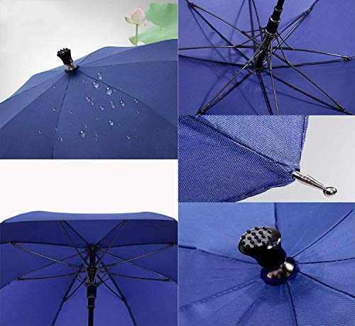 JHDPH3 Paraguas muletas telescópicas Bastones Bastones de Aluminio de Fibra de Vidrio de Doble 8 Bone Sun Resistente a la Intemperie Antideslizante, Azul 82cm, Viajes automática Montañismo