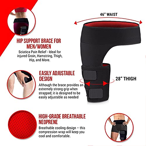 JINTD Brace de Cadera para Mujeres y Hombres, Los relieves del dolorPorencia de los músculos y tendones del aductor Alrededor de la Ingle, Quad y el tendón de la corva, la Envoltura de la Ingle.