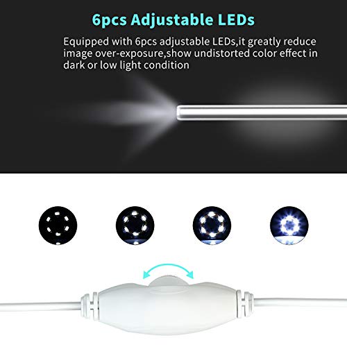 Jiusion Cámara de inspección Digital para otoscopio con 6 Luces LED, 3 en 1, microscopio, endoscopio, depilación, Herramienta para Eliminar Cera de oído para OTG Android Windows Mac Linux