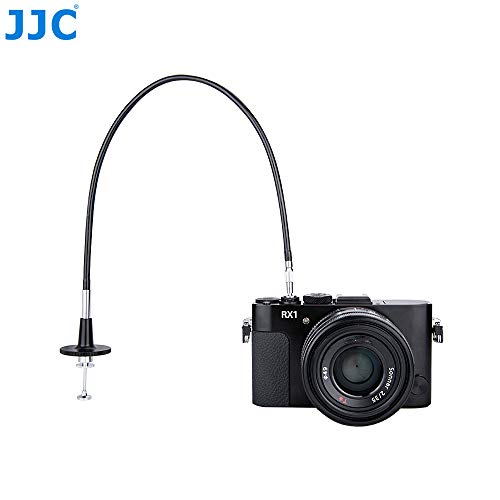JJC Cable de Obturador Mecánico para Fujifilm Sony Leica Olympus Panasonic y Otras Cámaras con Botón de Disparador de Rosca (40 cm), Color Negro