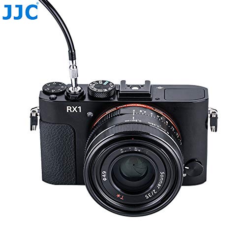 JJC Cable de Obturador Mecánico para Fujifilm Sony Leica Olympus Panasonic y Otras Cámaras con Botón de Disparador de Rosca (40 cm), Color Negro