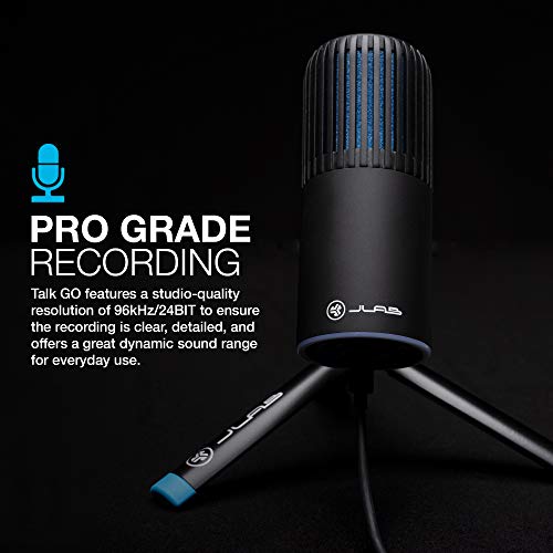 JLab Audio Talk Go Microfono Pc Plug and Play, Microfono USB con Control de Volumen y Silencio Rápido - Microfono Condensador, para Skype, Youtuber, Pc Gaming y Grabación (Talk Go)