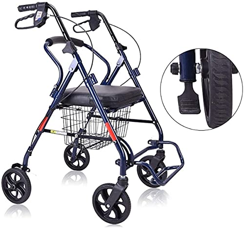 JNOI Carrito de Compras Scooter Caminando, rollador de Acero Rodillo de Aluminio Ligero, Ultra Compacto y portátil Alternativa de muleta con Cesta Sistema de Frenos con Cuatro Ruedas