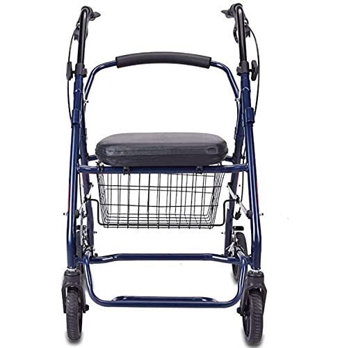 JNOI Carrito de Compras Scooter Caminando, rollador de Acero Rodillo de Aluminio Ligero, Ultra Compacto y portátil Alternativa de muleta con Cesta Sistema de Frenos con Cuatro Ruedas