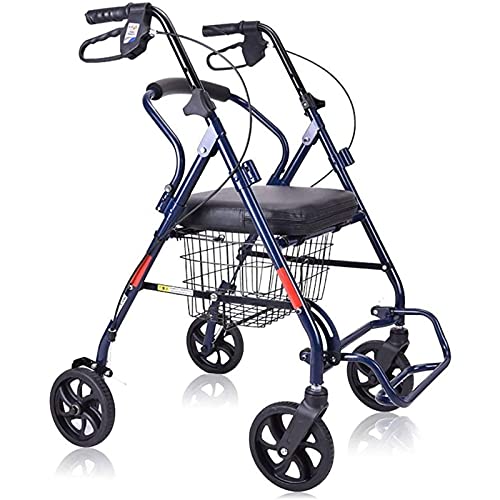 JNOI Carrito de Compras Scooter Caminando, rollador de Acero Rodillo de Aluminio Ligero, Ultra Compacto y portátil Alternativa de muleta con Cesta Sistema de Frenos con Cuatro Ruedas