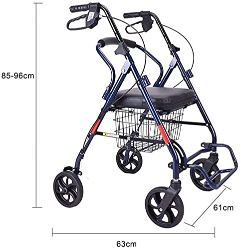JNOI Carrito de Compras Scooter Caminando, rollador de Acero Rodillo de Aluminio Ligero, Ultra Compacto y portátil Alternativa de muleta con Cesta Sistema de Frenos con Cuatro Ruedas