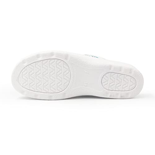 JOMIX Sandalias de mujer anatómicas, cómodas, ortopédicas, para hospitales, trabajo, casa, cocina, médicos, enfermeras, ancianos, 07 flores azules, 35 EU