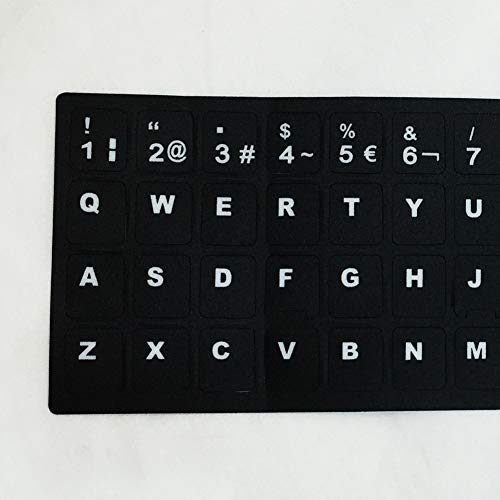 Jorzer Teclado del Ordenador Portátil Pegatinas Reemplazo del Teclado Español No Transparente con Fondo Negro En Letras Blancas para Los Ordenadores Portátiles De Sobremesa 3pcs