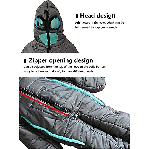 JTYX Traje de Saco de Dormir portátil para Adultos para Acampar al Aire Libre Viajar Durante Toda la Temporada Sacos de Dormir humanoides Ligeros e Impermeables con Cremallera para Adultos y niños