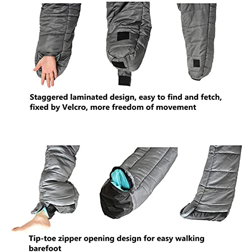 JTYX Traje de Saco de Dormir portátil para Adultos para Acampar al Aire Libre Viajar Durante Toda la Temporada Sacos de Dormir humanoides Ligeros e Impermeables con Cremallera para Adultos y niños