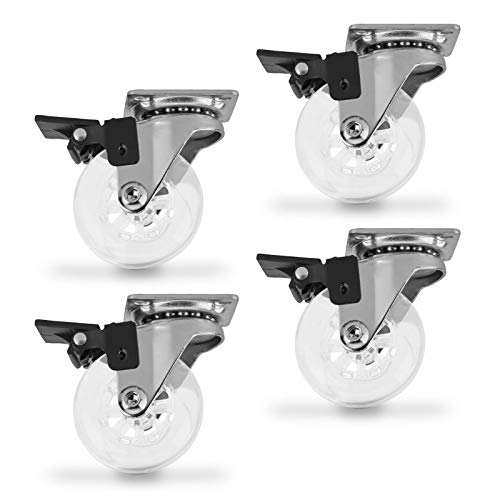 Juego de 4 x Ruedas Giratorias de Mueble SWIFT Transparent Ø 50 con Freno