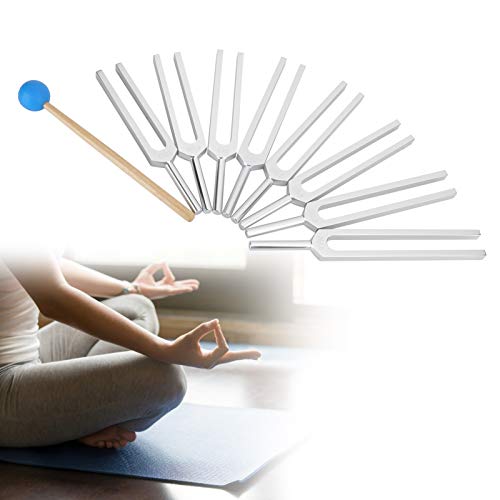Juego de 8 diapasones, 261.6-523.2HZ Juego de herramientas de martillo de diapasón con caja de almacenamiento para terapia de sonido, curación perfecta, instrumento musical, equilibrio, sanadores