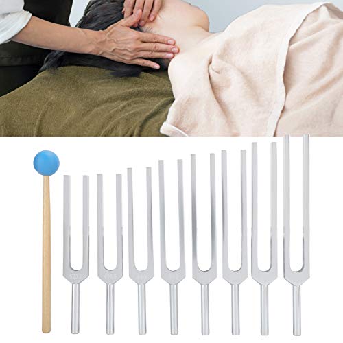 Juego de 8 diapasones, 261.6-523.2HZ Juego de herramientas de martillo de diapasón con caja de almacenamiento para terapia de sonido, curación perfecta, instrumento musical, equilibrio, sanadores